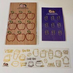 Hubman And Chubgirl Apple Space Paper Clips & Coffee Stickers Set